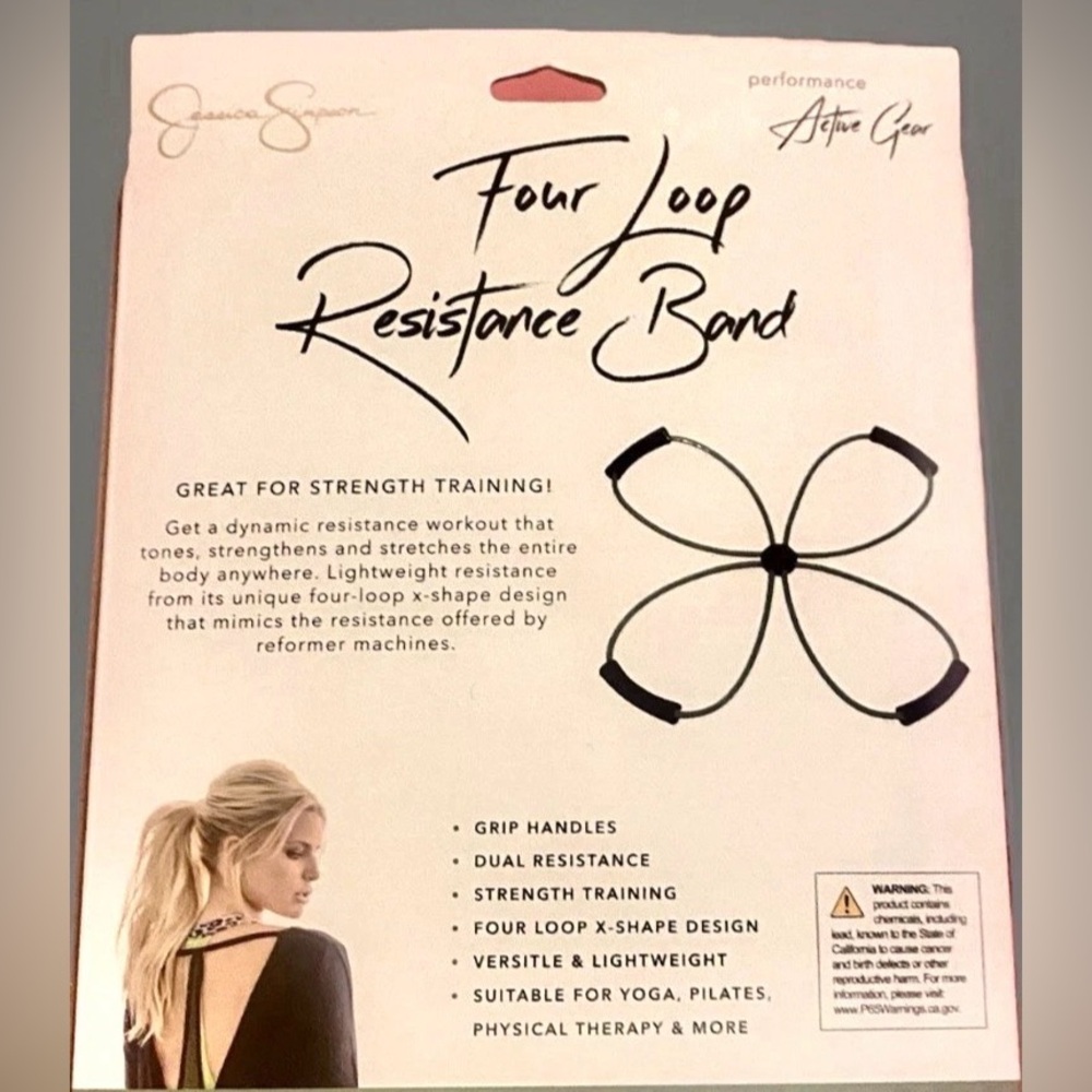 Jessica Simpson Four Loop Resistance Band Yoga Pilates Physical Therapy